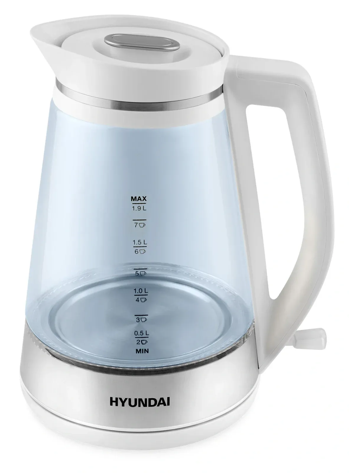 Чайник электрический Hyundai HYK-G3037 1.9л. 3000Вт белый/прозрачный корпус: стекло/пластик - фото 1
