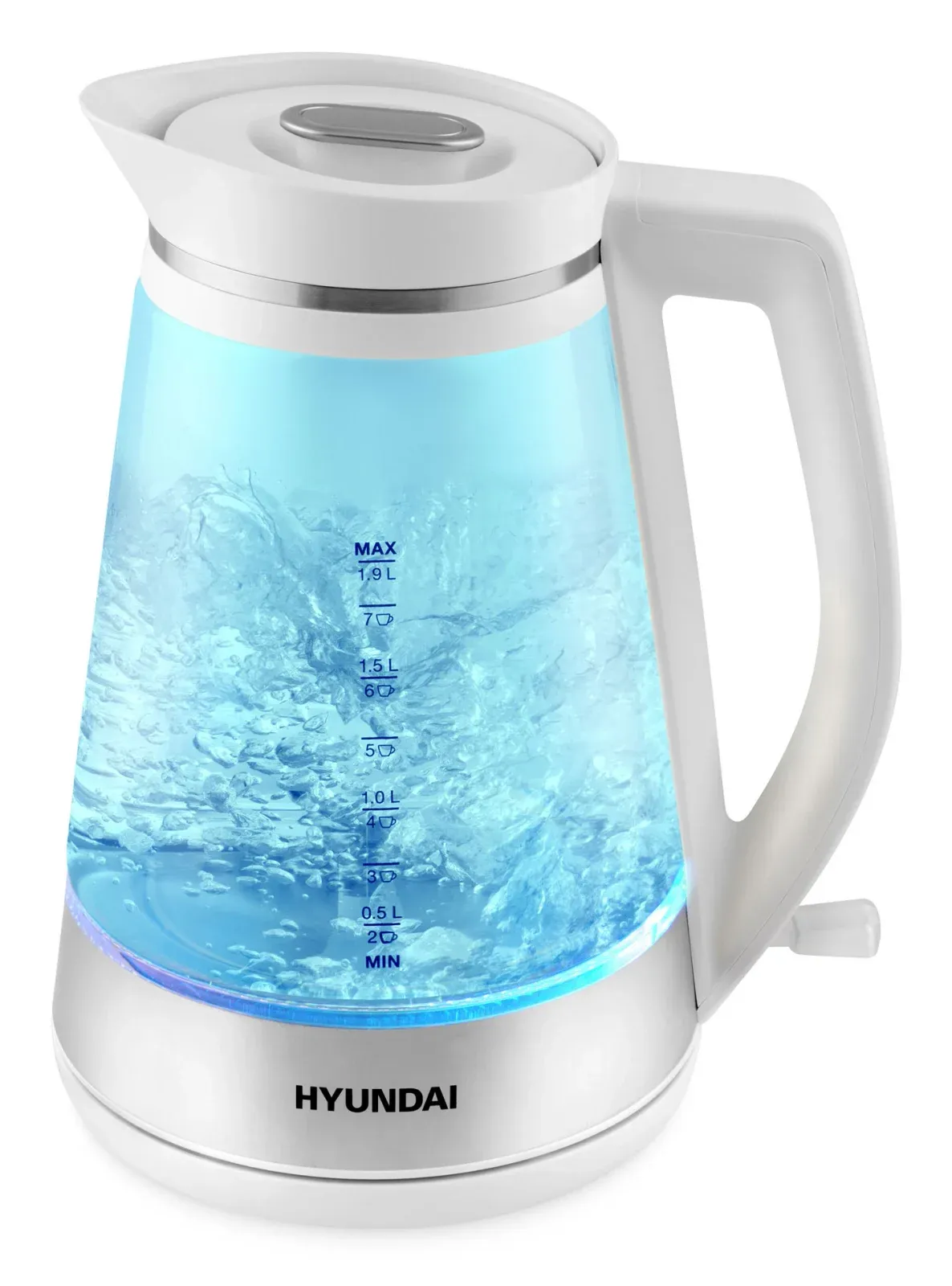 Чайник электрический Hyundai HYK-G3037 1.9л. 3000Вт белый/прозрачный корпус: стекло/пластик - фото 2