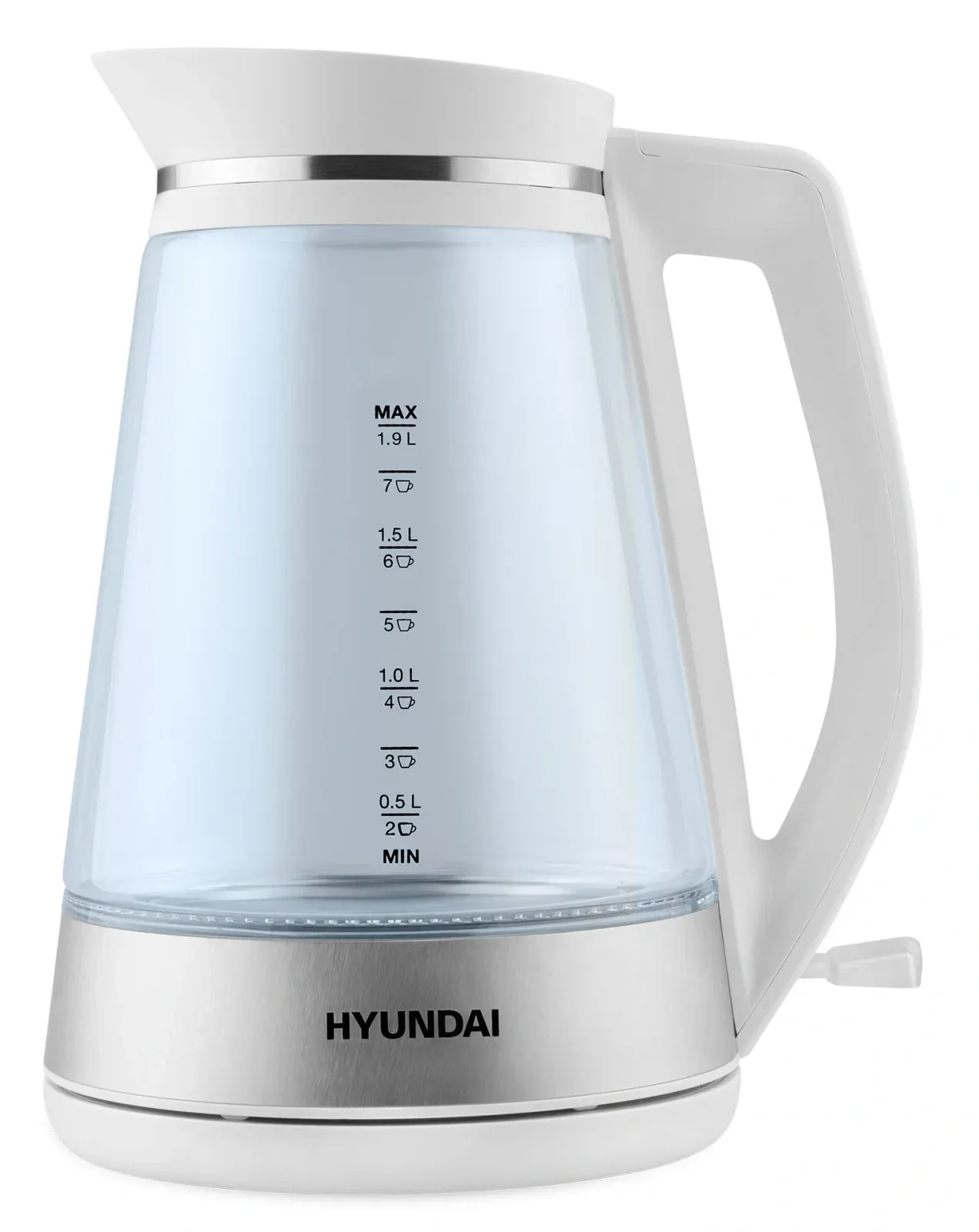 Чайник электрический Hyundai HYK-G3037 1.9л. 3000Вт белый/прозрачный корпус: стекло/пластик - фото 5