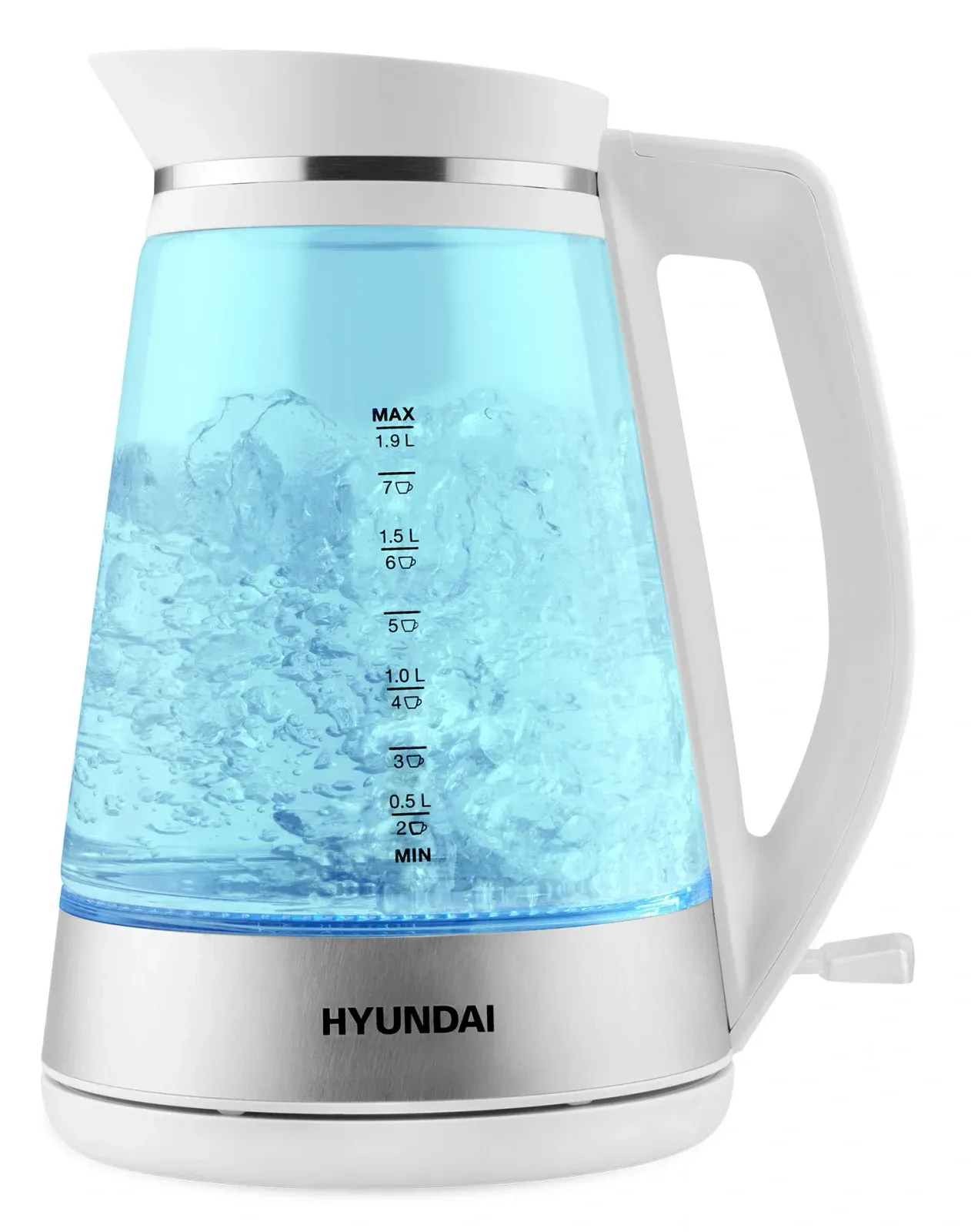 Чайник электрический Hyundai HYK-G3037 1.9л. 3000Вт белый/прозрачный корпус: стекло/пластик - фото 6