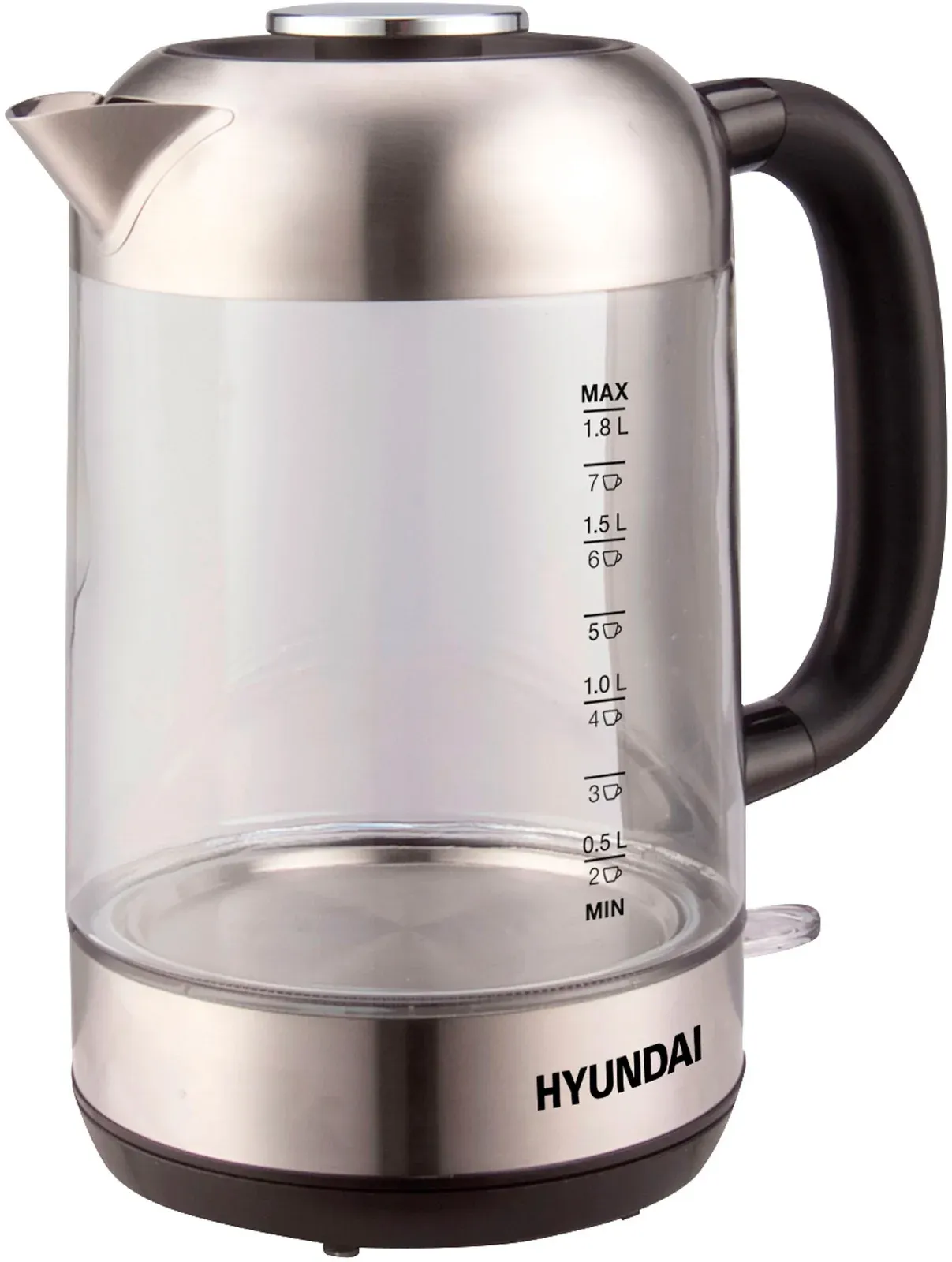 Чайник электрический Hyundai HYK-G4034 1.8л. 2200Вт черный/прозрачный корпус: стекло/пластик - фото 5