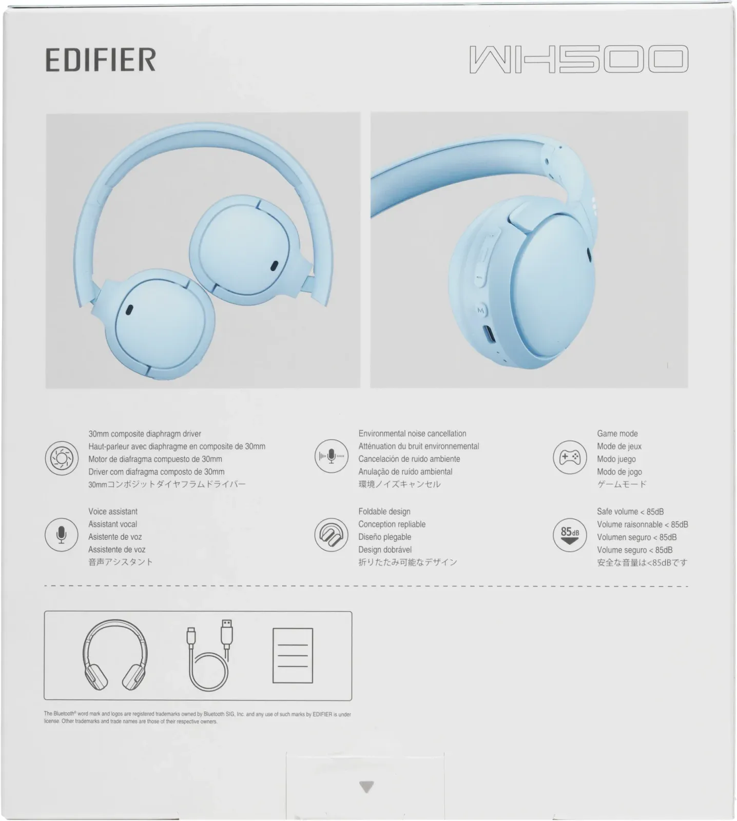 Гарнитура накладные Edifier WH500 синий беспроводные bluetooth оголовье - фото 2