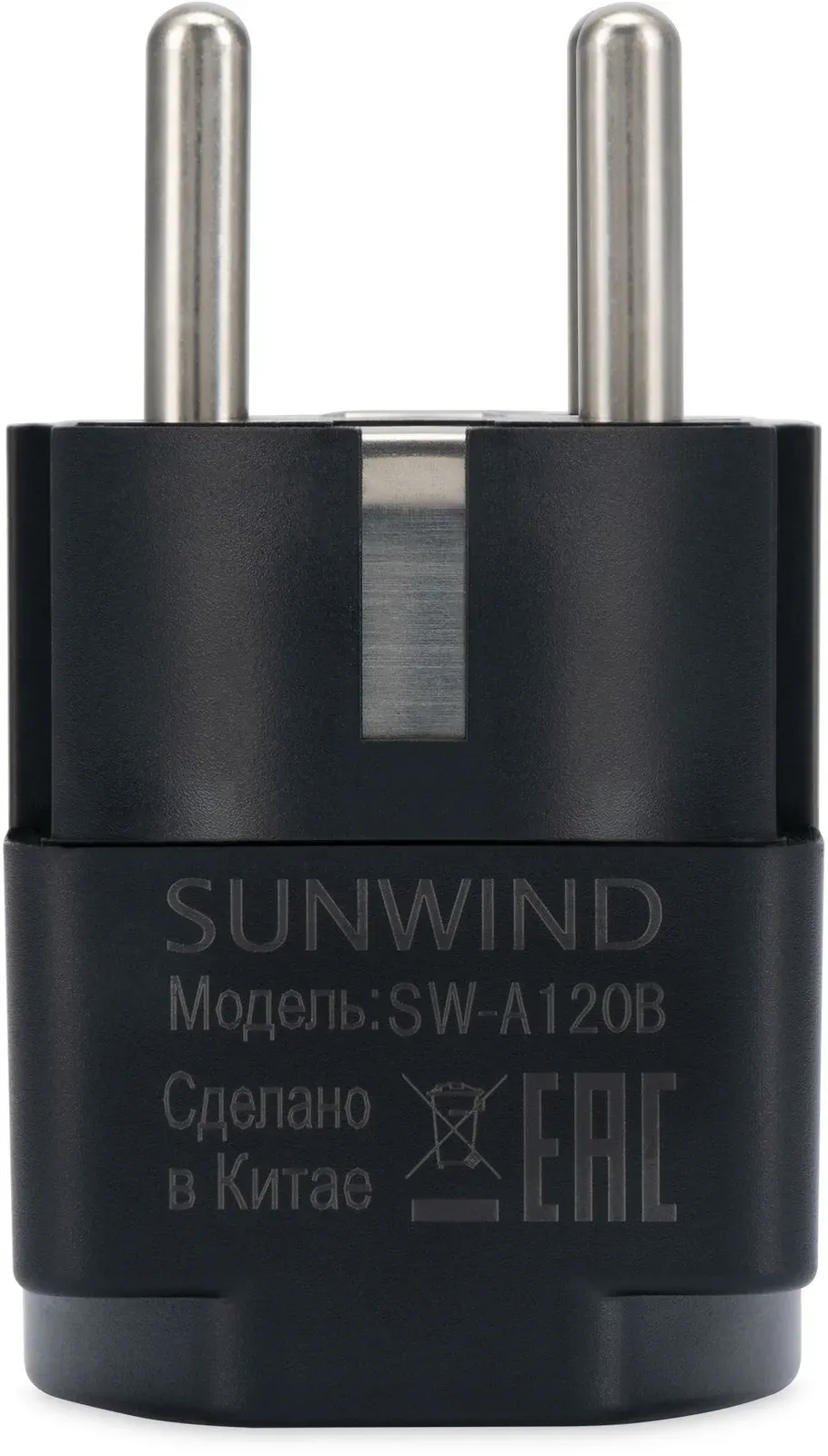 Адаптер-переходник SunWind SW-A120B 1 розетка черный коробка - фото 4
