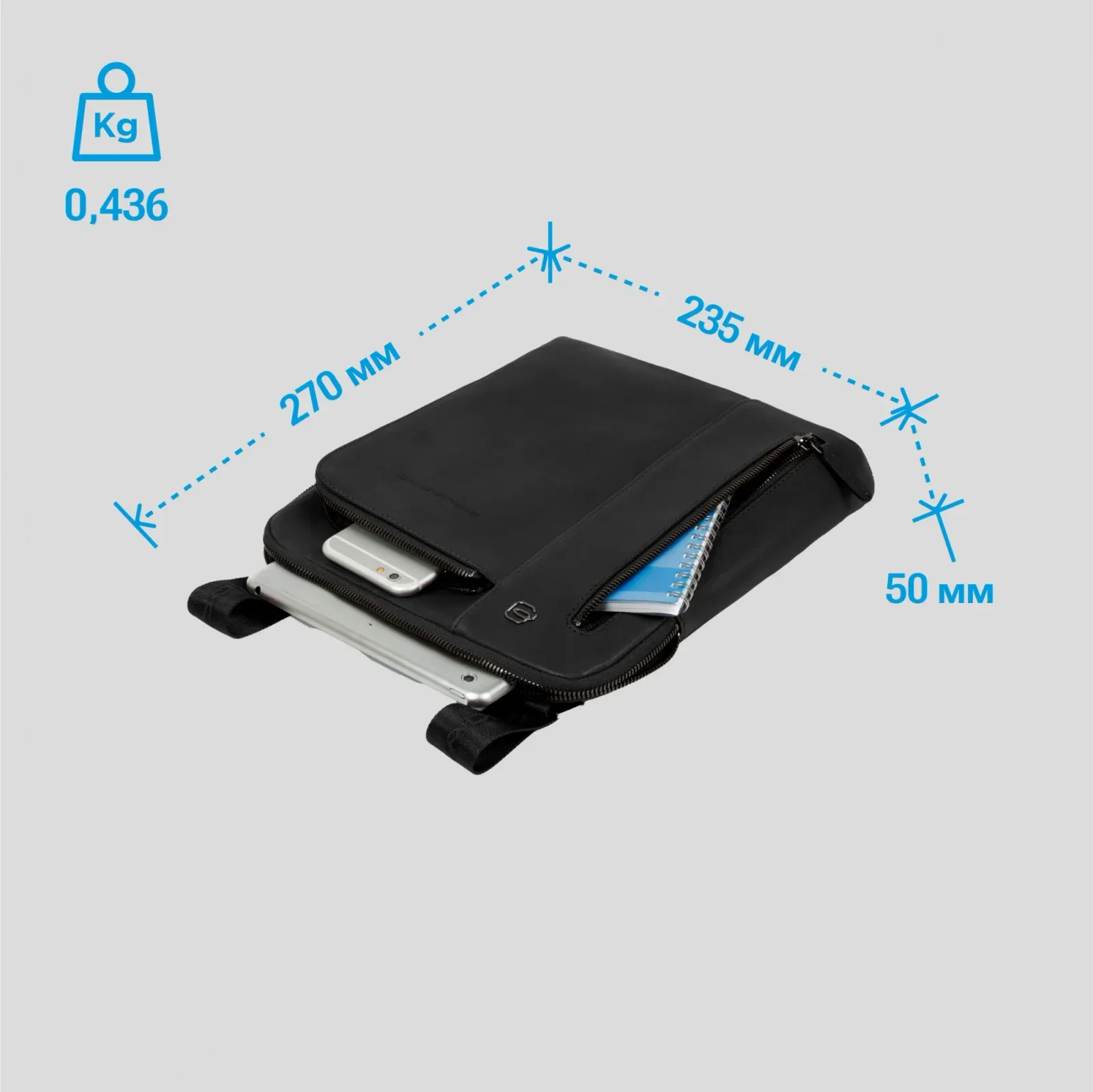 Сумка мужская Piquadro Black Square CA1816B3/N черная натур.кожа - фото 8