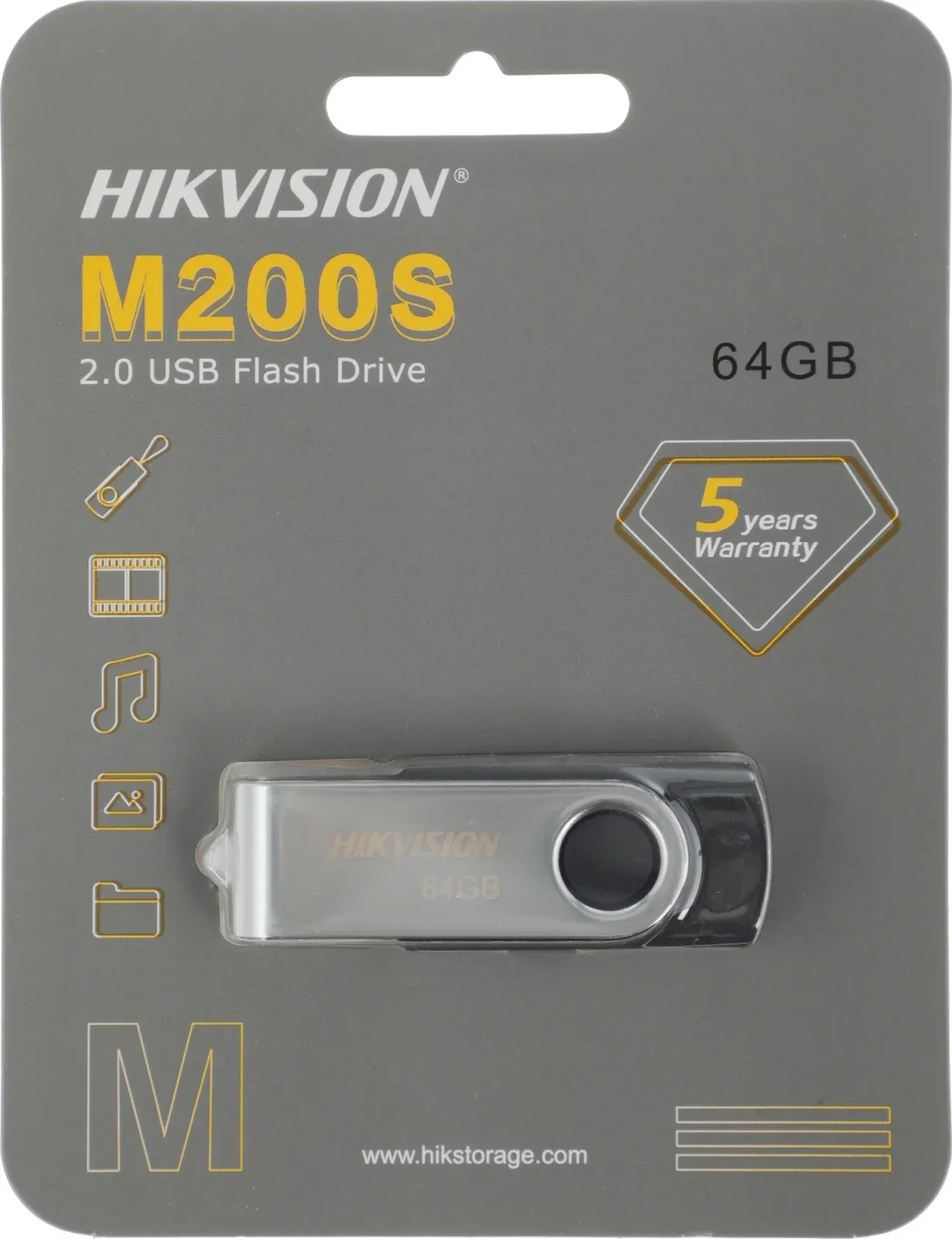 Флеш Диск Hikvision 64GB M200S Hiksemi HS-USB-M200S/64G USB2.0 черный, 64 ГБ - фото 4