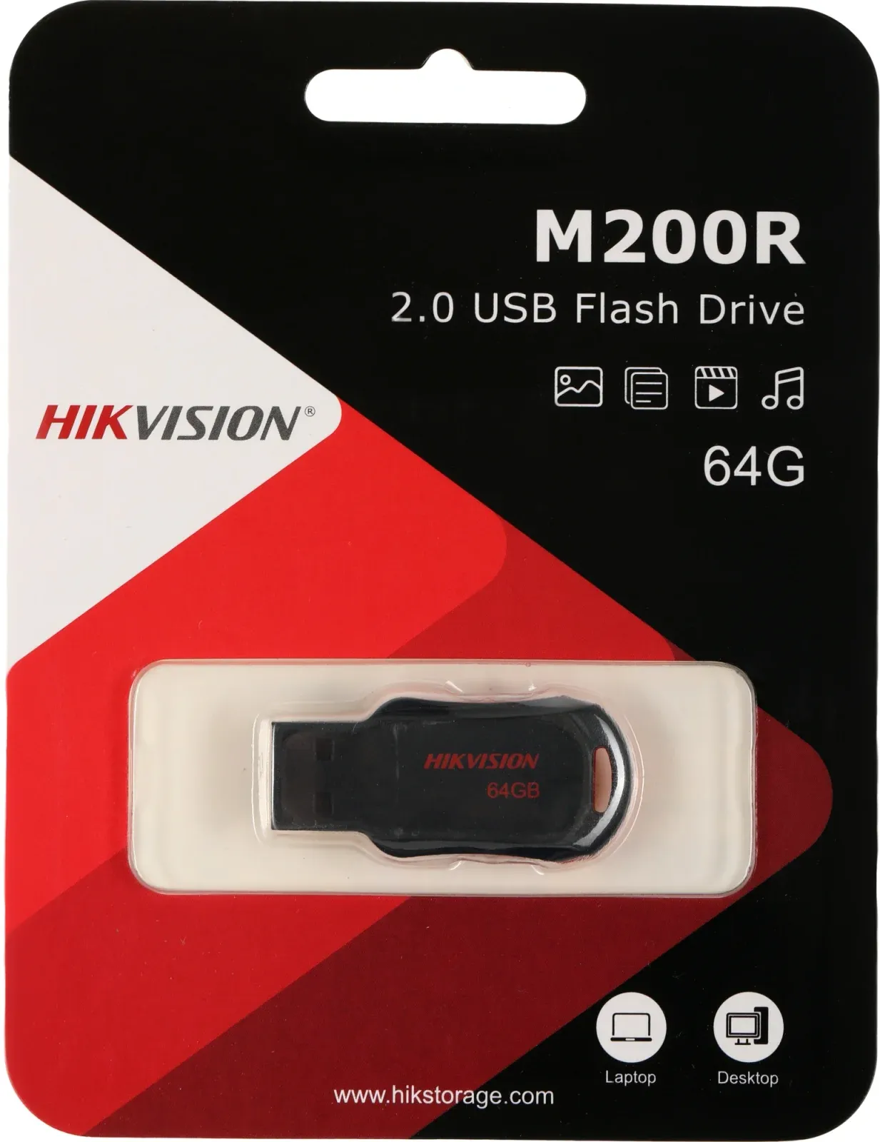 Флеш Диск Hikvision 64GB M200R Hiksemi HS-USB-M200R/64G USB2.0 черный, 64 ГБ - фото 2