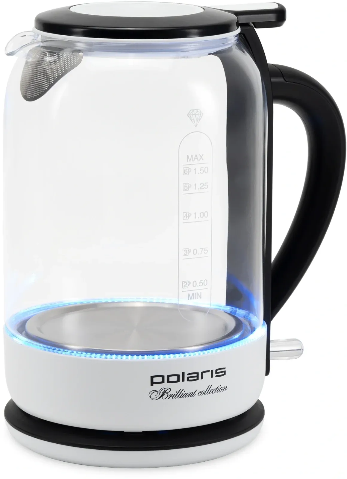 Чайник электрический Polaris PWK 1753CGL 1.5л. 1950Вт белый/черный корпус: стекло/металл/пластик - фото 8