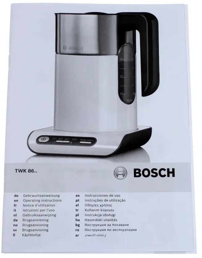 Чайник электрический Bosch TWK8611P 1.5л. 2400Вт белый/серебристый корпус: пластик/металл - фото 7
