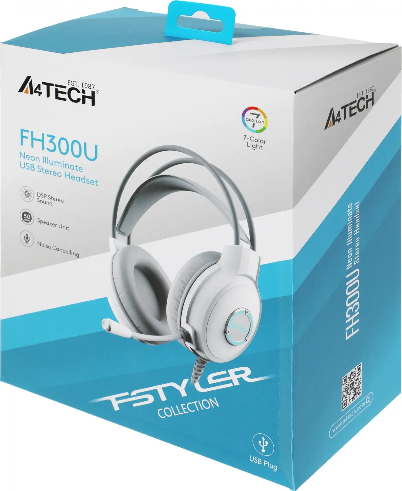 Наушники с микрофоном A4Tech Fstyler FH300U белый 2м мониторные USB оголовье FH300U WHITE - фото 1