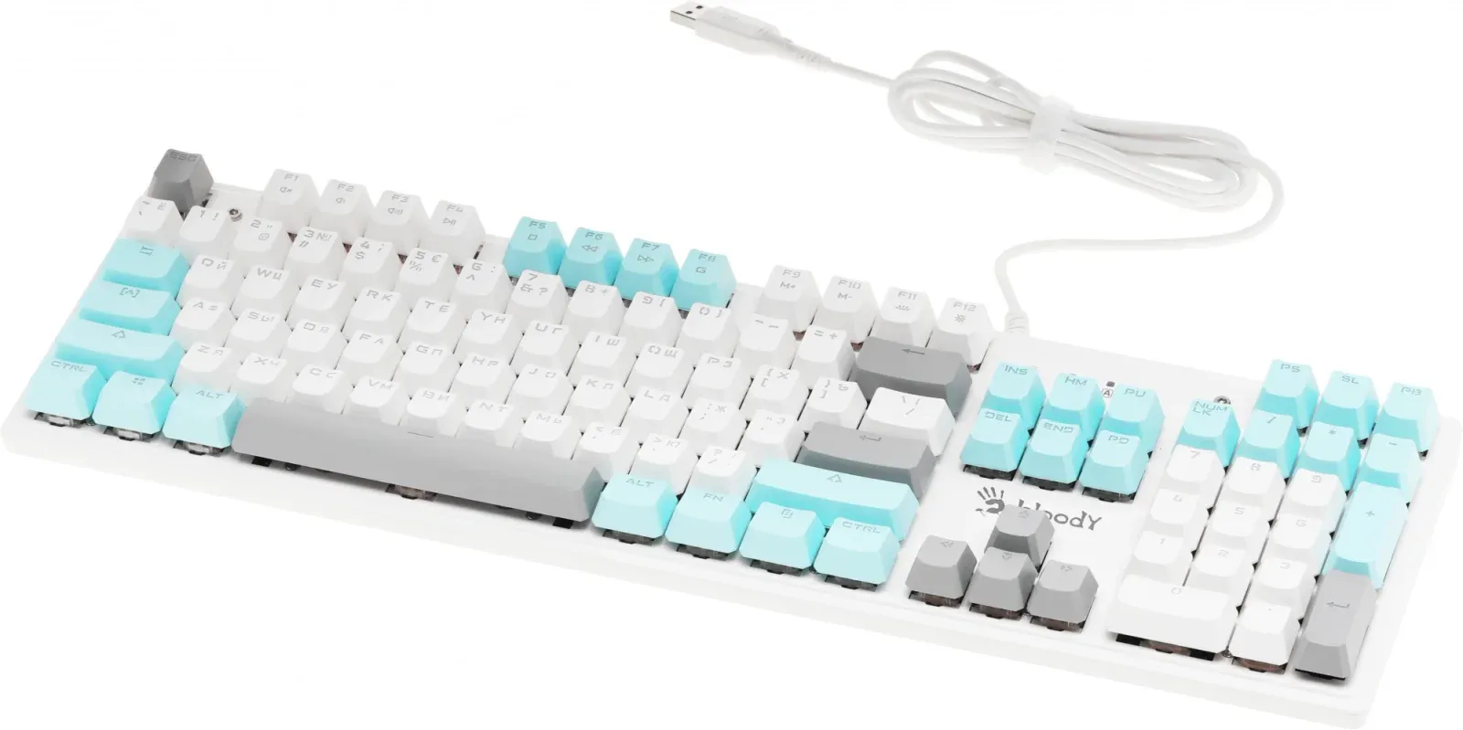 Клавиатура A4Tech S510R механическая белый USB for gamer LED S510R USB ICY WHITE/BLMS RED кабель 1.8м - фото 3