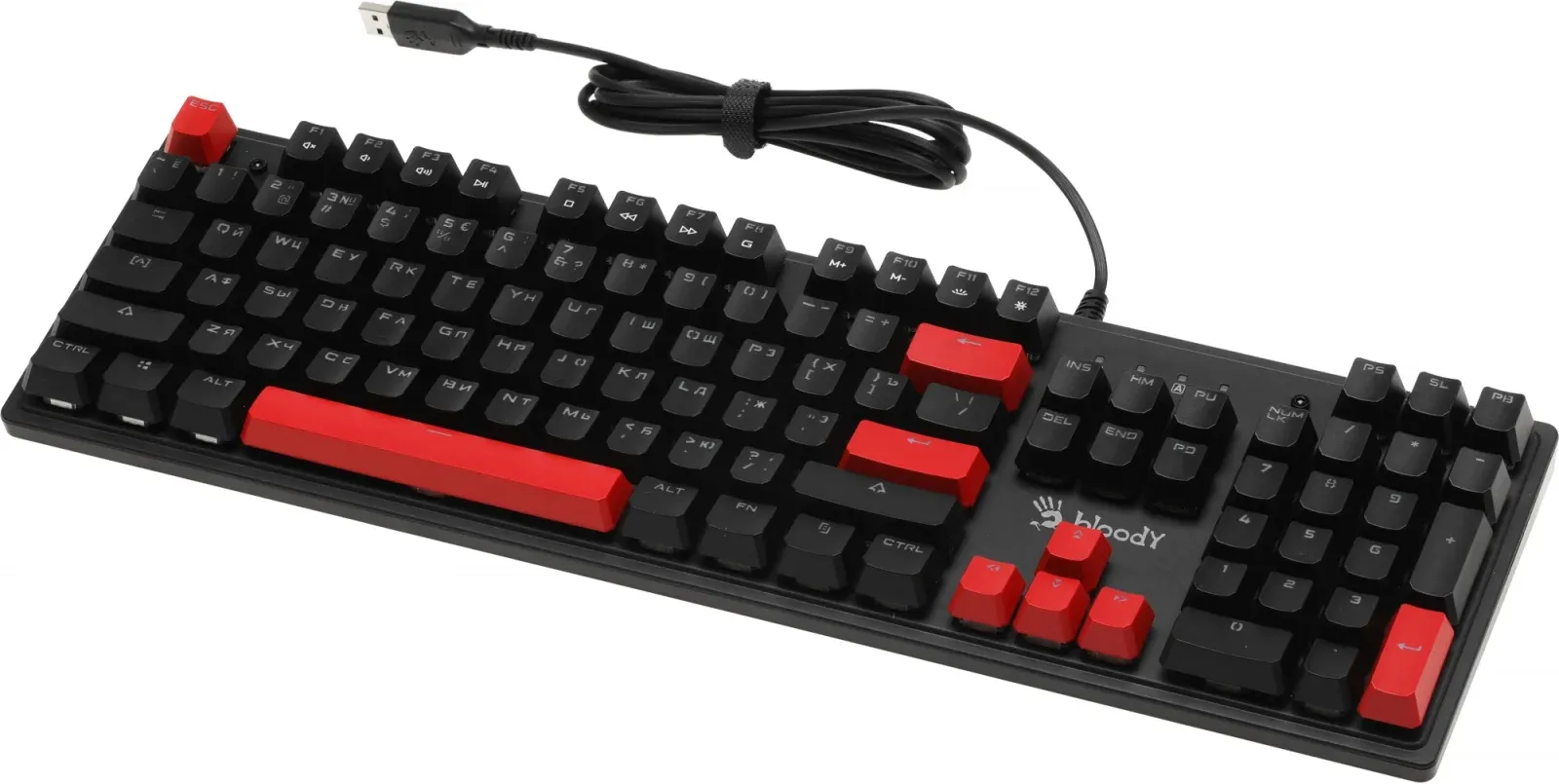 Клавиатура A4Tech S510R механическая черный USB for gamer LED S510R USB FIRE BLACK/BLMS RED кабель 1.8м - фото 2