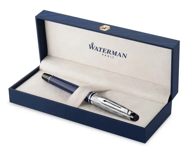 Ручка роллер Waterman Expert L`Essence du Bleu 2166429 LaqBlue CT F черн. черн. подар.кор. - фото 6