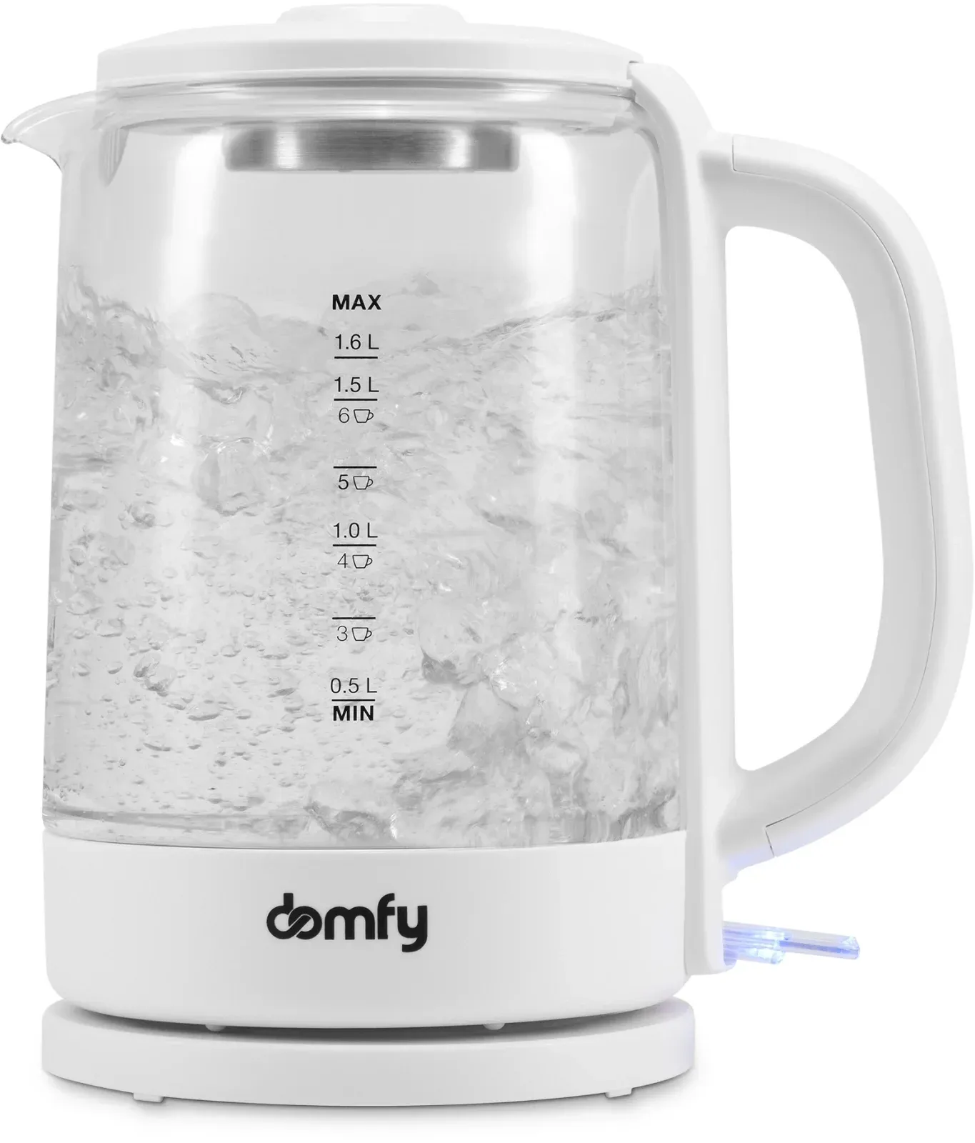 Чайник электрический Domfy DSW-EK304 1.6л. 2200Вт белый корпус: стекло/пластик - фото 2