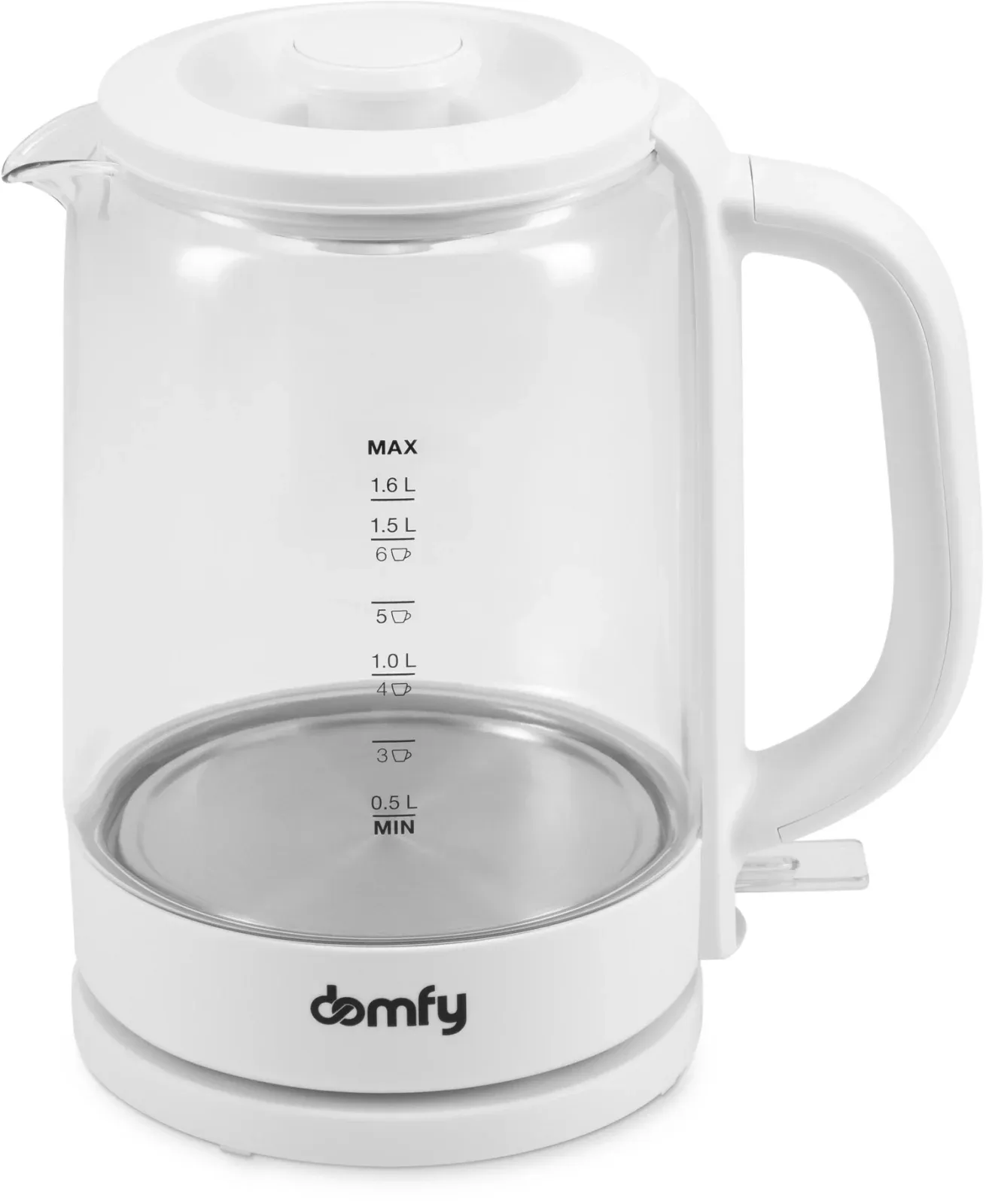 Чайник электрический Domfy DSW-EK304 1.6л. 2200Вт белый корпус: стекло/пластик - фото 3