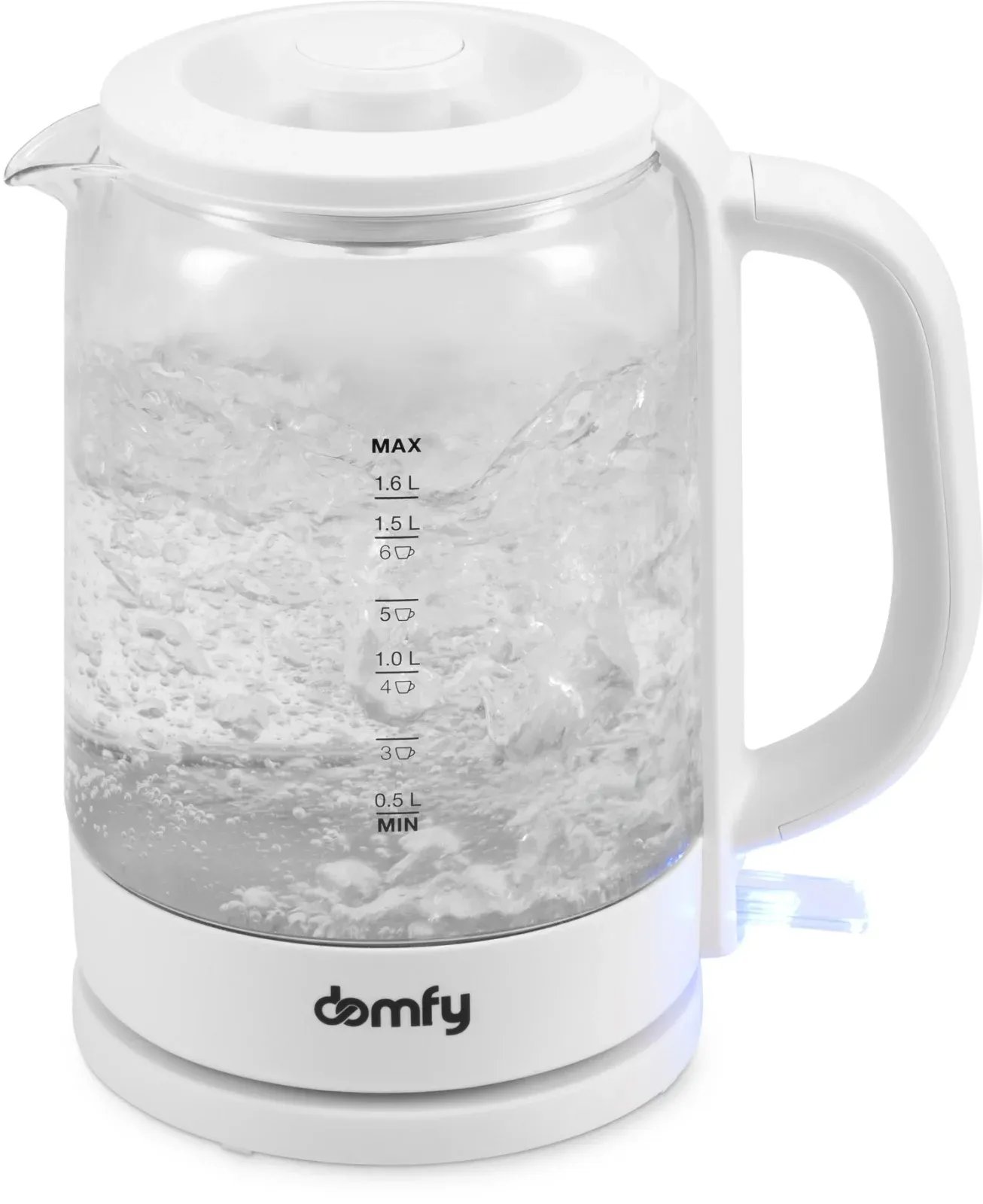 Чайник электрический Domfy DSW-EK304 1.6л. 2200Вт белый корпус: стекло/пластик - фото 4