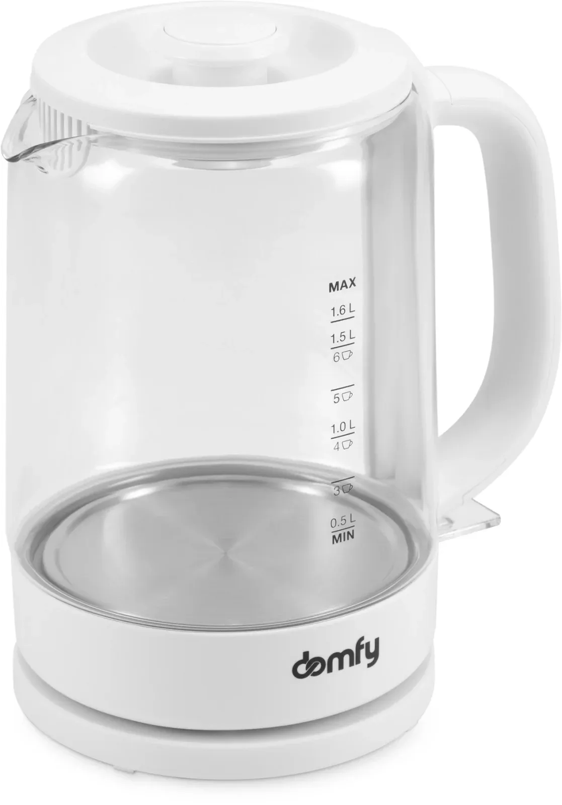 Чайник электрический Domfy DSW-EK304 1.6л. 2200Вт белый корпус: стекло/пластик - фото 5