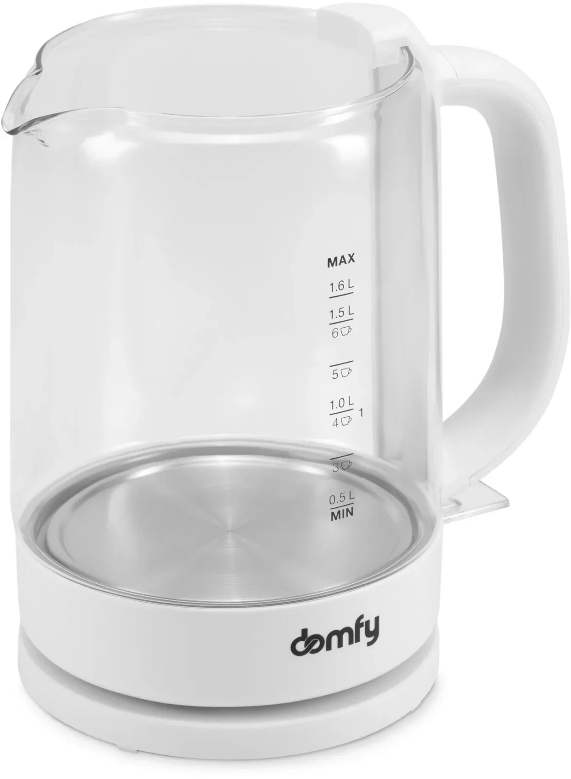 Чайник электрический Domfy DSW-EK304 1.6л. 2200Вт белый корпус: стекло/пластик - фото 7