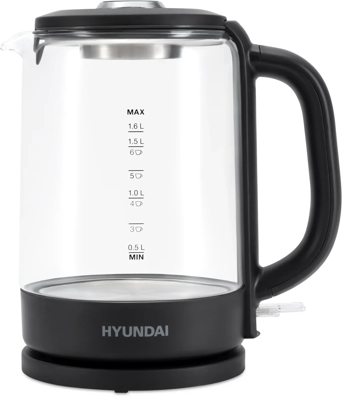Чайник электрический Hyundai HYK-G3402 1.7л. 2200Вт серый/серебристый корпус: стекло/пластик - фото 1