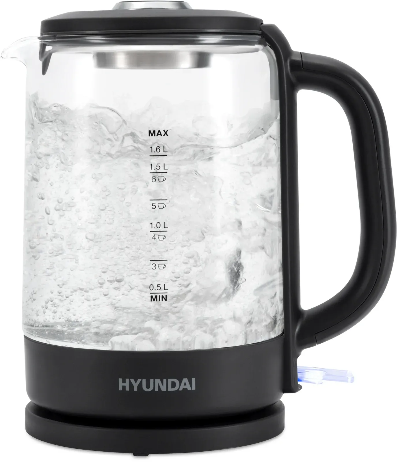 Чайник электрический Hyundai HYK-G3402 1.7л. 2200Вт серый/серебристый корпус: стекло/пластик - фото 2