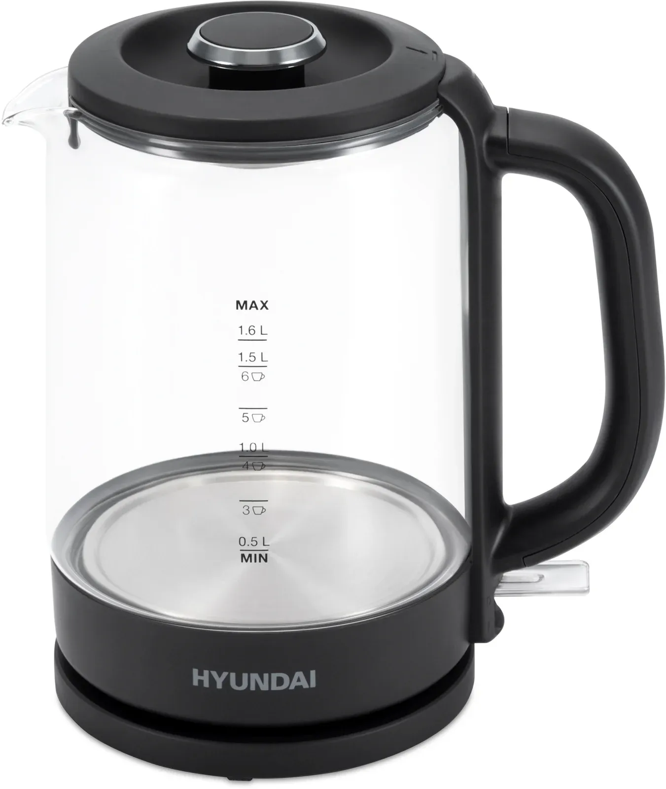 Чайник электрический Hyundai HYK-G3402 1.7л. 2200Вт серый/серебристый корпус: стекло/пластик - фото 3