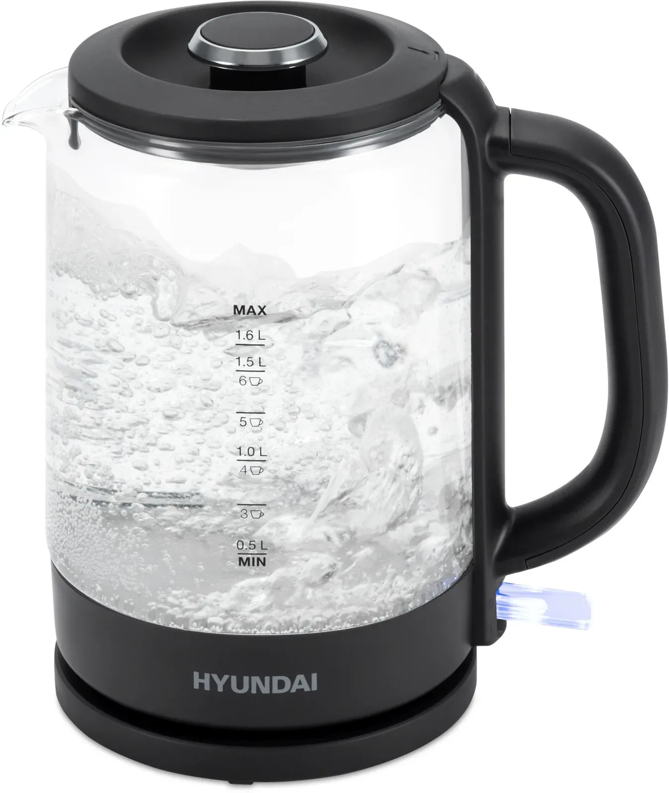 Чайник электрический Hyundai HYK-G3402 1.7л. 2200Вт серый/серебристый корпус: стекло/пластик - фото 4