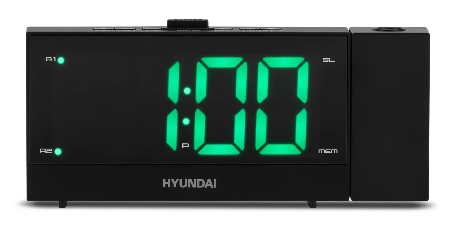 Радиобудильник Hyundai H-RCL243 черный LCD проек.изоб. подсв:зеленая часы:цифровые FM - фото 3