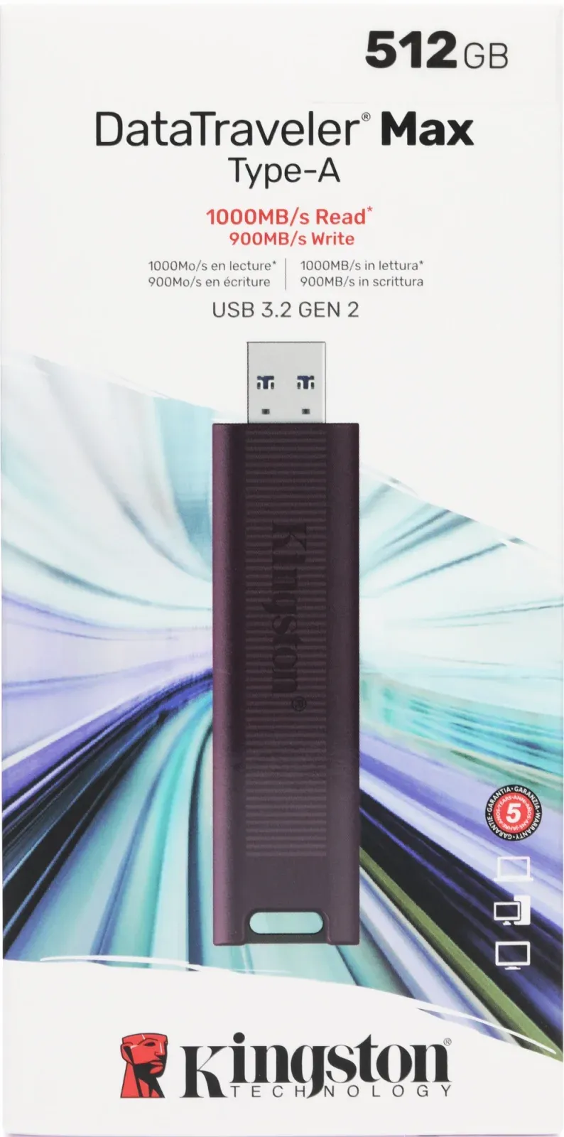 Флеш Диск Kingston 512Gb DataTraveler Max DTMAXA/512GB USB3.2 черный/бордовый, 512 ГБ - фото 2