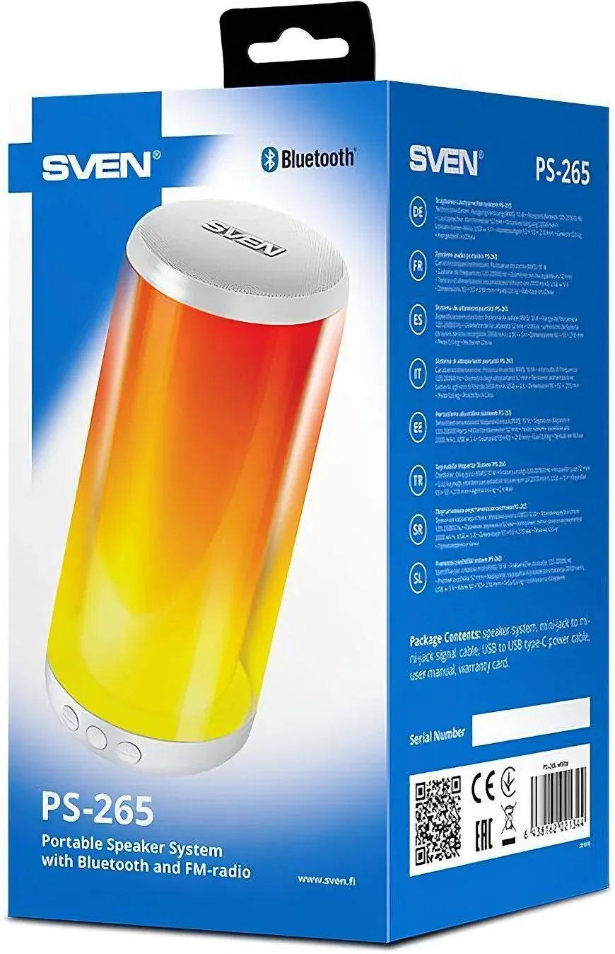 Колонка порт. Sven AC PS-265 белый 10W 1.0 BT/3.5Jack/USB 10м 2000mAh без.бат SV-021344 - фото 6