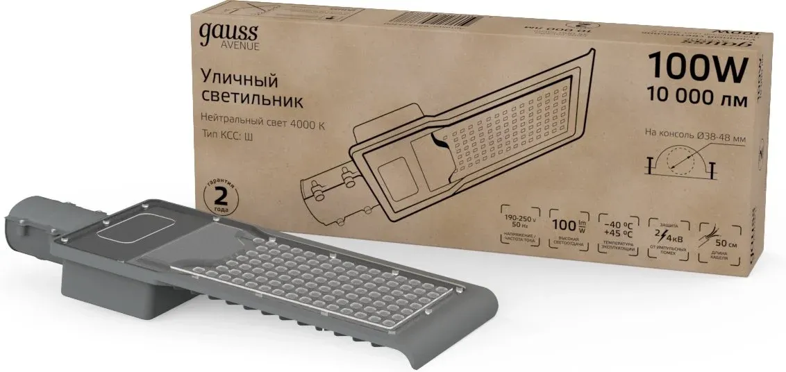 Светильник уличный Gauss Avenue 100Вт ламп.:1шт черный/серый 629534200