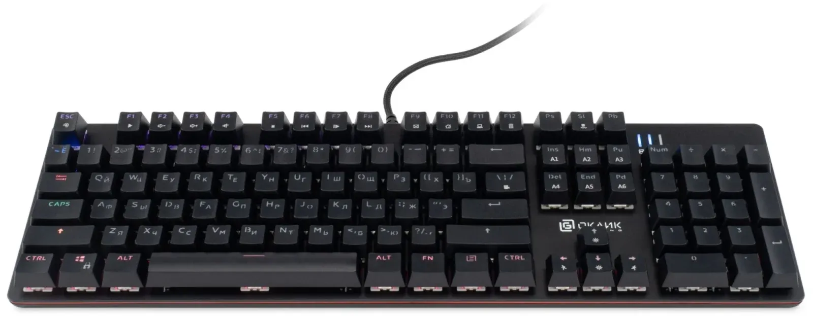 Клавиатура Оклик 990 G2 механическая черный USB Multimedia for gamer LED 1875240 кабель 1.8м - фото 2