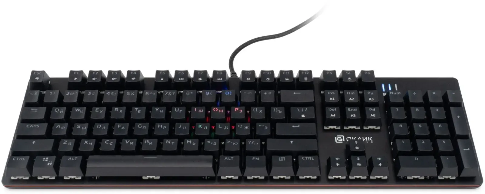 Клавиатура Оклик 990 G2 механическая черный USB Multimedia for gamer LED 1875240 кабель 1.8м - фото 4