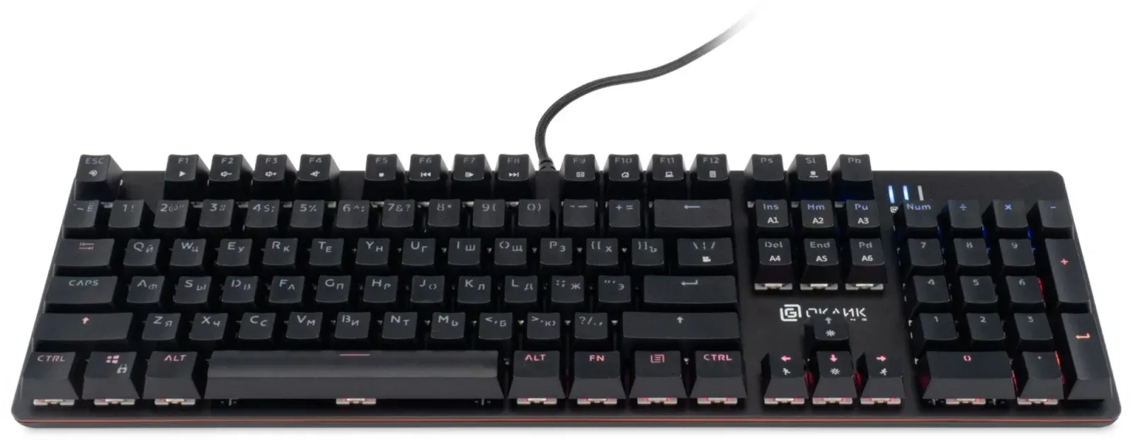 Клавиатура Оклик 990 G2 механическая черный USB Multimedia for gamer LED 1875240 кабель 1.8м - фото 5
