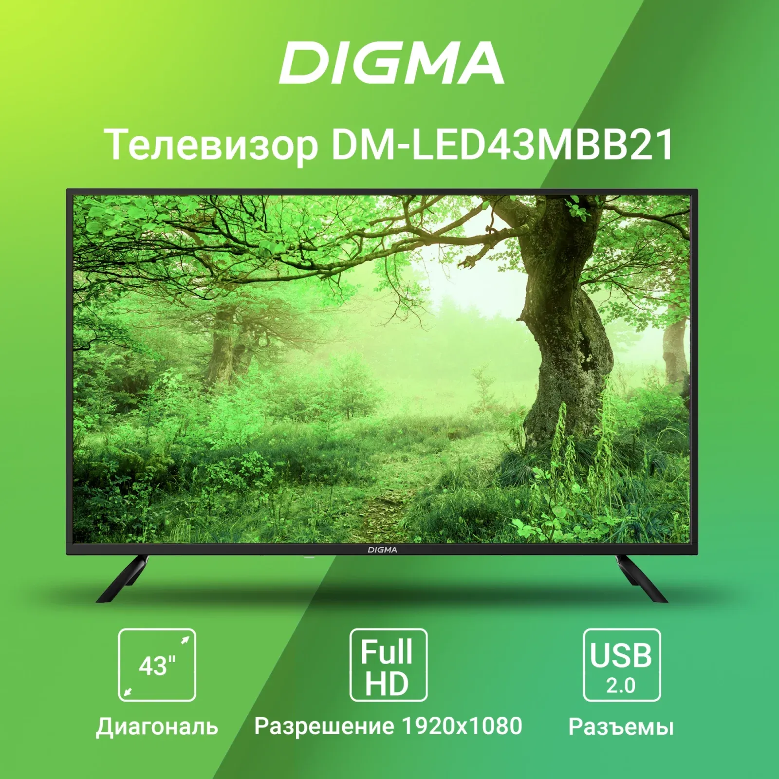 Телевизор LED Digma 43 DM-LED43MBB21 черный FULL HD 60Hz DVB-T DVB-T2 DVB-C DVB-S DVB-S2 USB - фото 7
