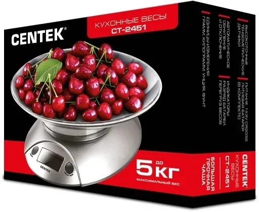 Весы кухонные электронные Centek CT-2451 макс.вес:5кг серый - фото 3
