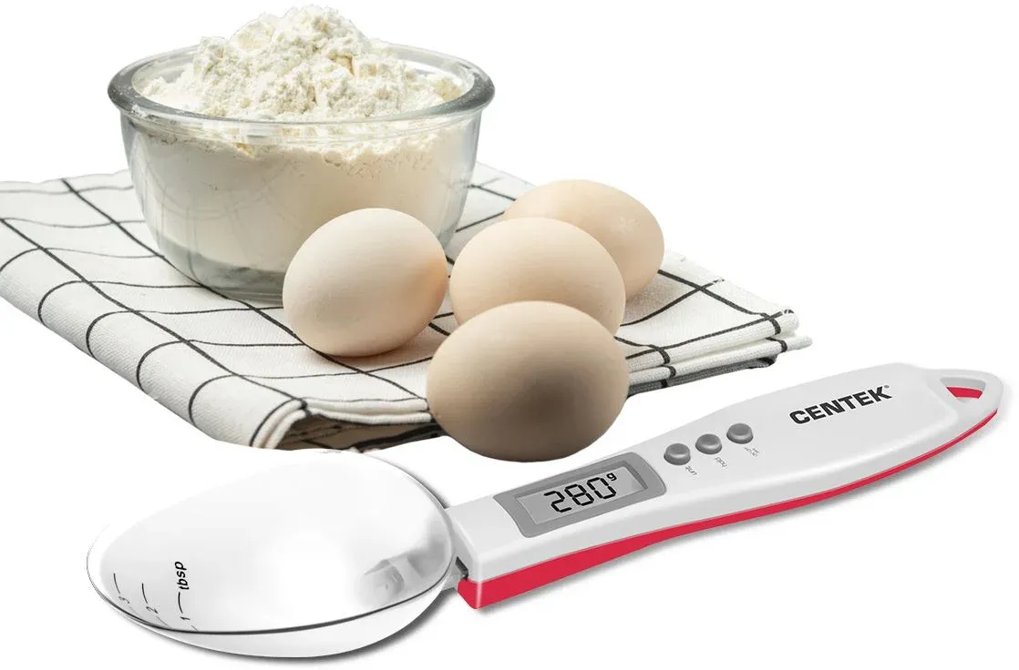 Весы кухонные электронные Centek CT-2460 макс.вес:0.3кг белый/красный - фото 1