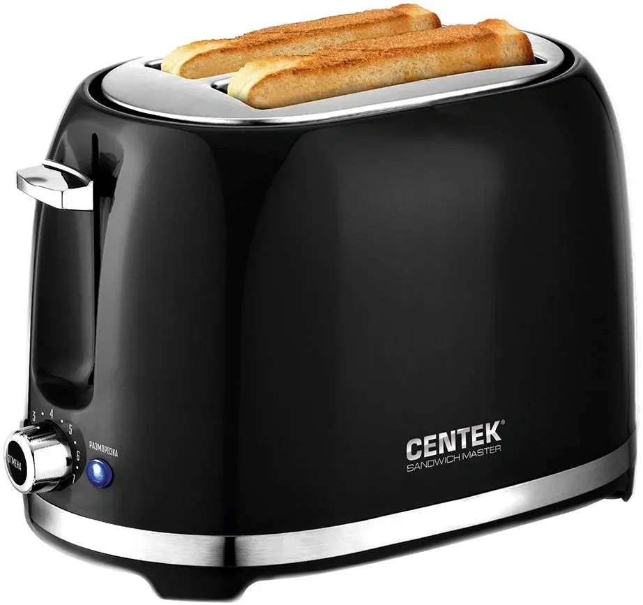 Тостер Centek CT-1432 850Вт черный/стальной - фото 1