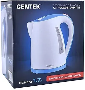 Чайник электрический Centek CT-0026 1.7л. 2200Вт белый/синий корпус: пластик CT-0026 WHITE - фото 3