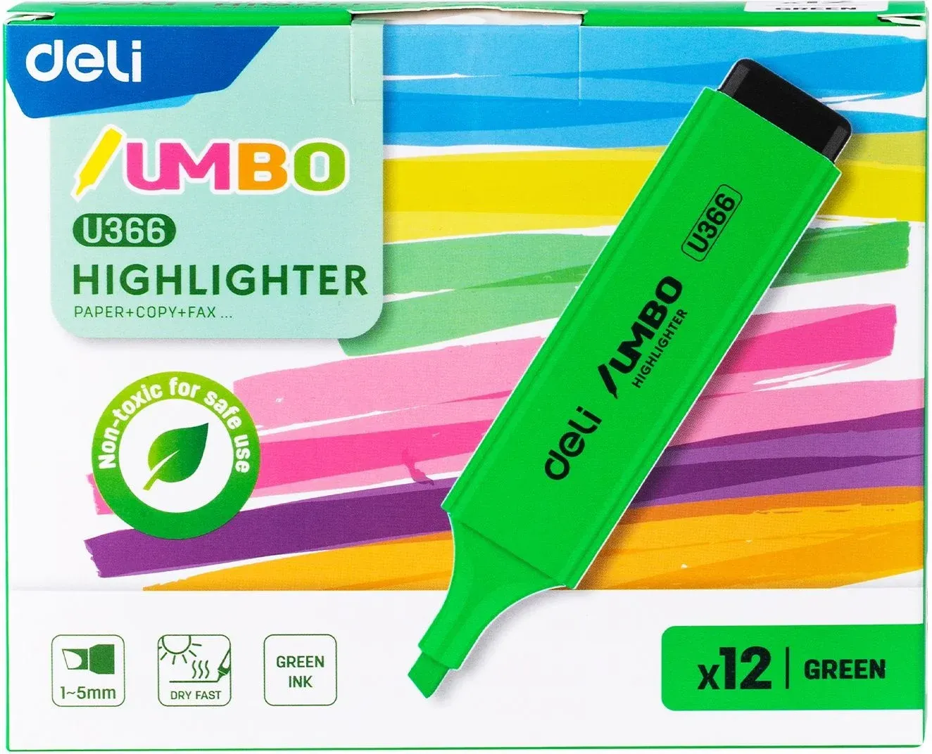 Текстовыделитель Deli EU366-GN Jumbo скошенный пиш. наконечник 1-5мм зеленый - фото 4