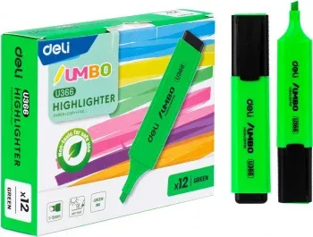 Текстовыделитель Deli EU366-GN Jumbo скошенный пиш. наконечник 1-5мм зеленый - фото 5