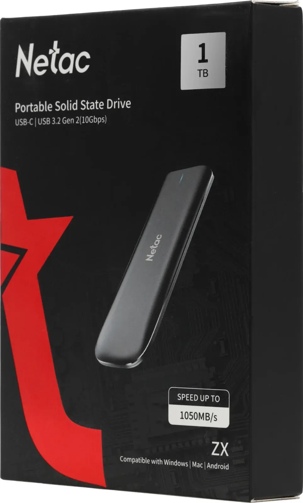 Накопитель SSD Netac USB-C 1TB NT01ZX-001T-32BK ZX черный - фото 5