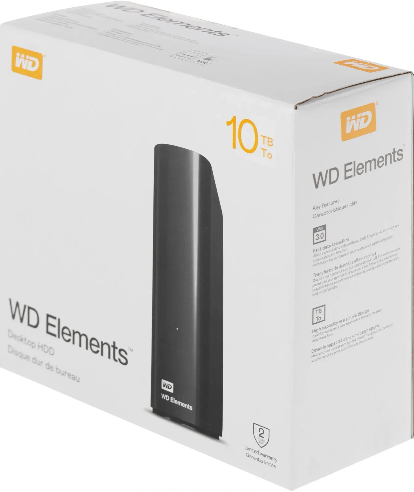 Жесткий диск WD USB3.0 10TB WDBWLG0100HBK-EESN Elements Desktop 3.5 черный - фото 7