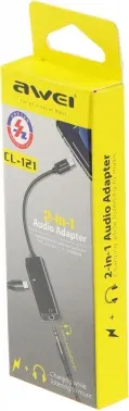 Переходник аудио Premier AWEI lightning/Jack 3.5 f 0.1м. черный CL-121 - фото 7