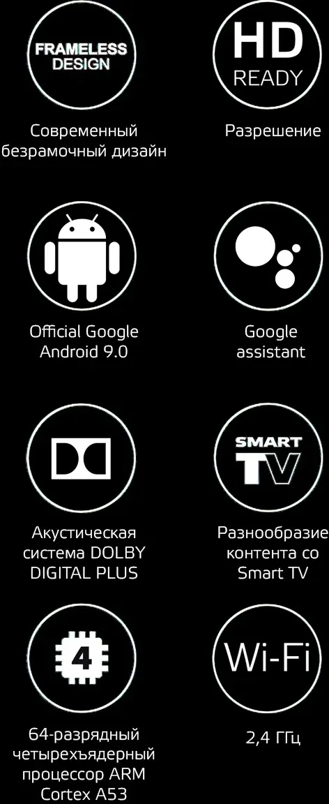 Телевизор LED Harper 32 32R720TS Android TV черный HD 60Hz DVB-T DVB-T2 DVB-C DVB-C2 DVB-S DVB-S2 USB WiFi Smart TV - фото 5