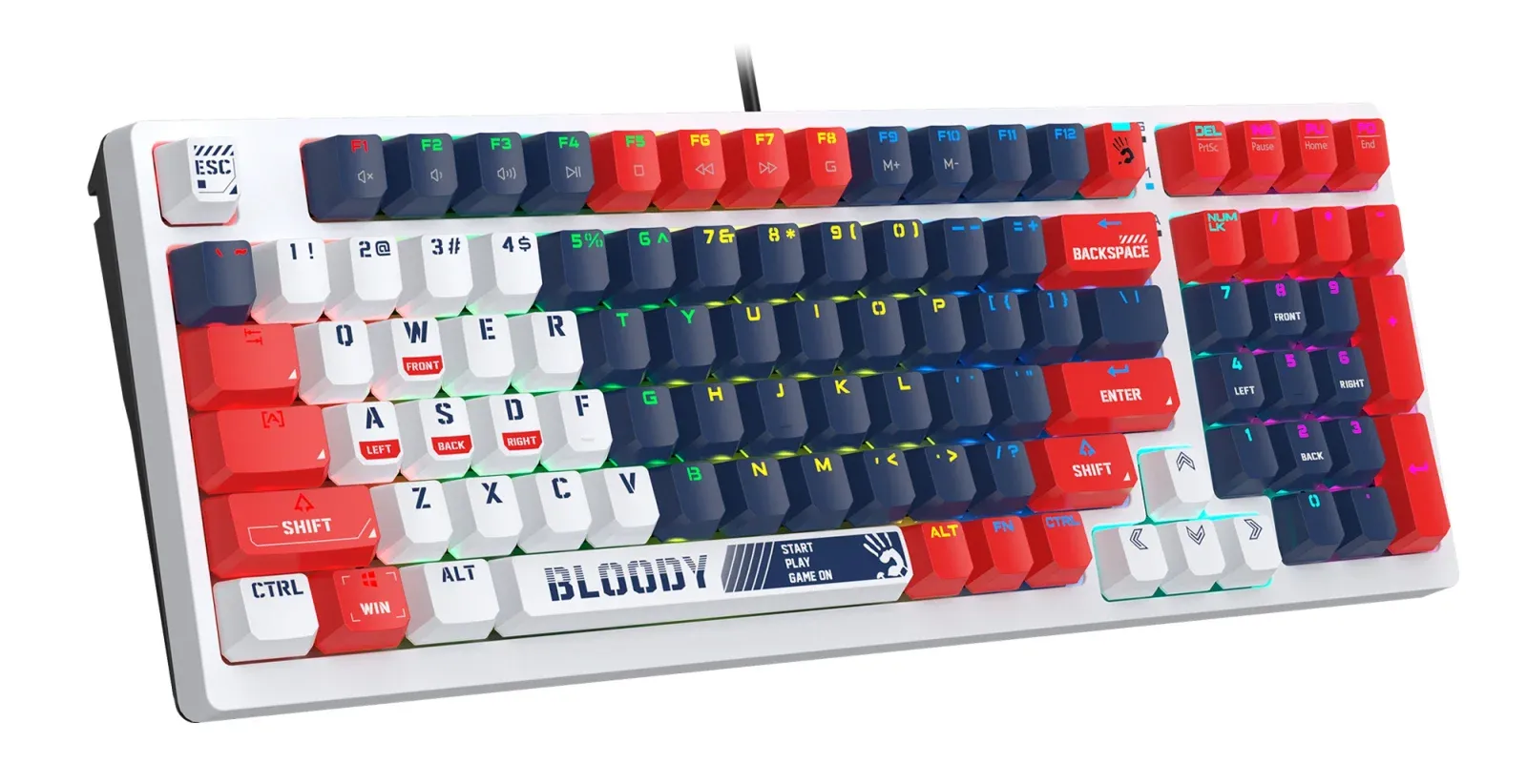 Клавиатура A4Tech S98 механическая синий USB for gamer LED SPORTS NAVY кабель 1.8м - фото 2