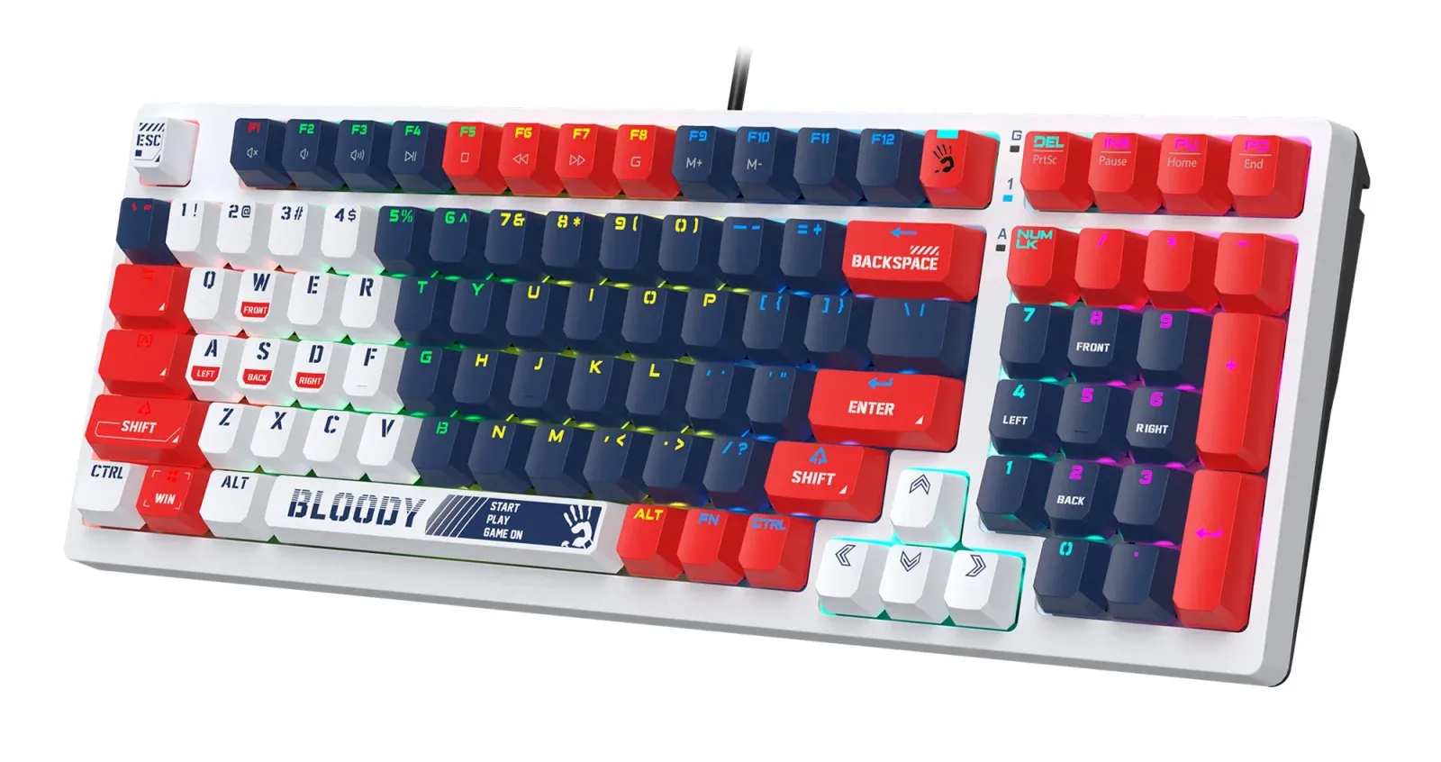 Клавиатура A4Tech S98 механическая синий USB for gamer LED SPORTS NAVY кабель 1.8м - фото 3