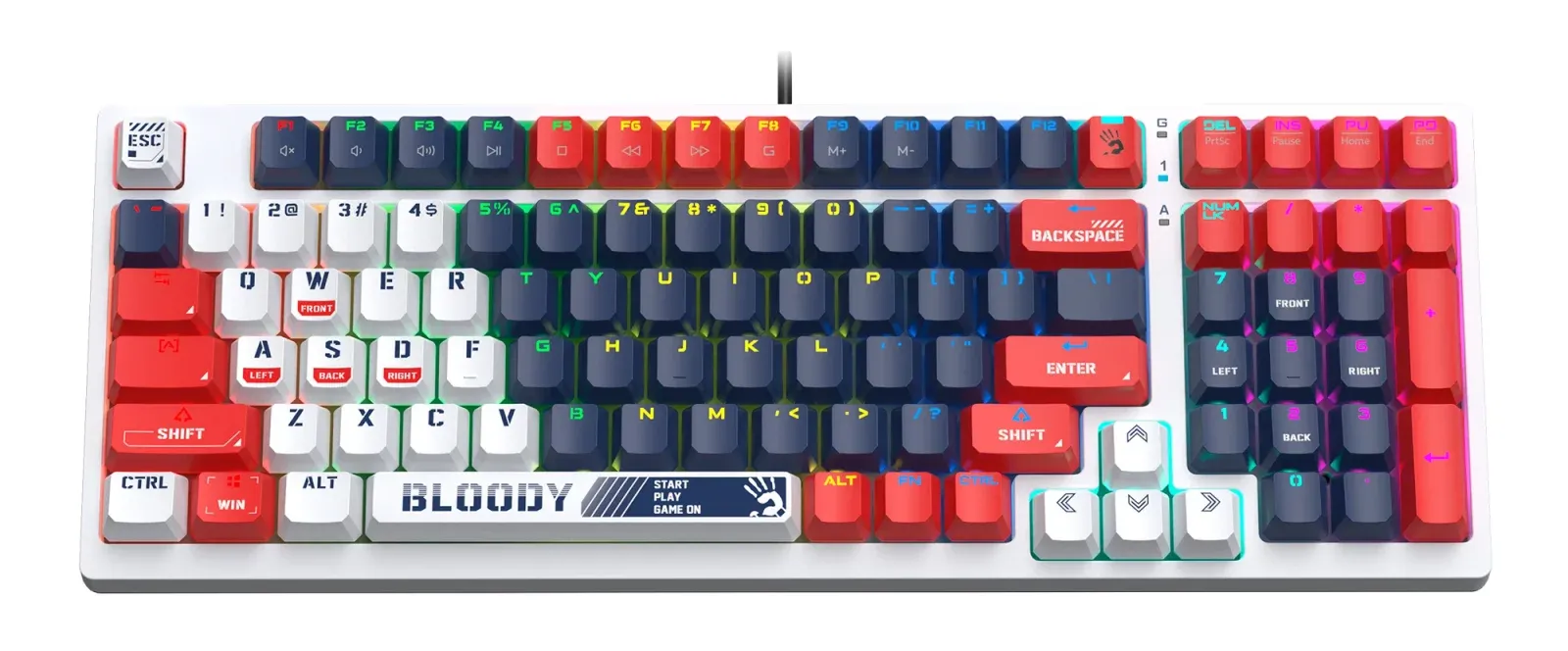 Клавиатура A4Tech S98 механическая синий USB for gamer LED SPORTS NAVY кабель 1.8м - фото 6