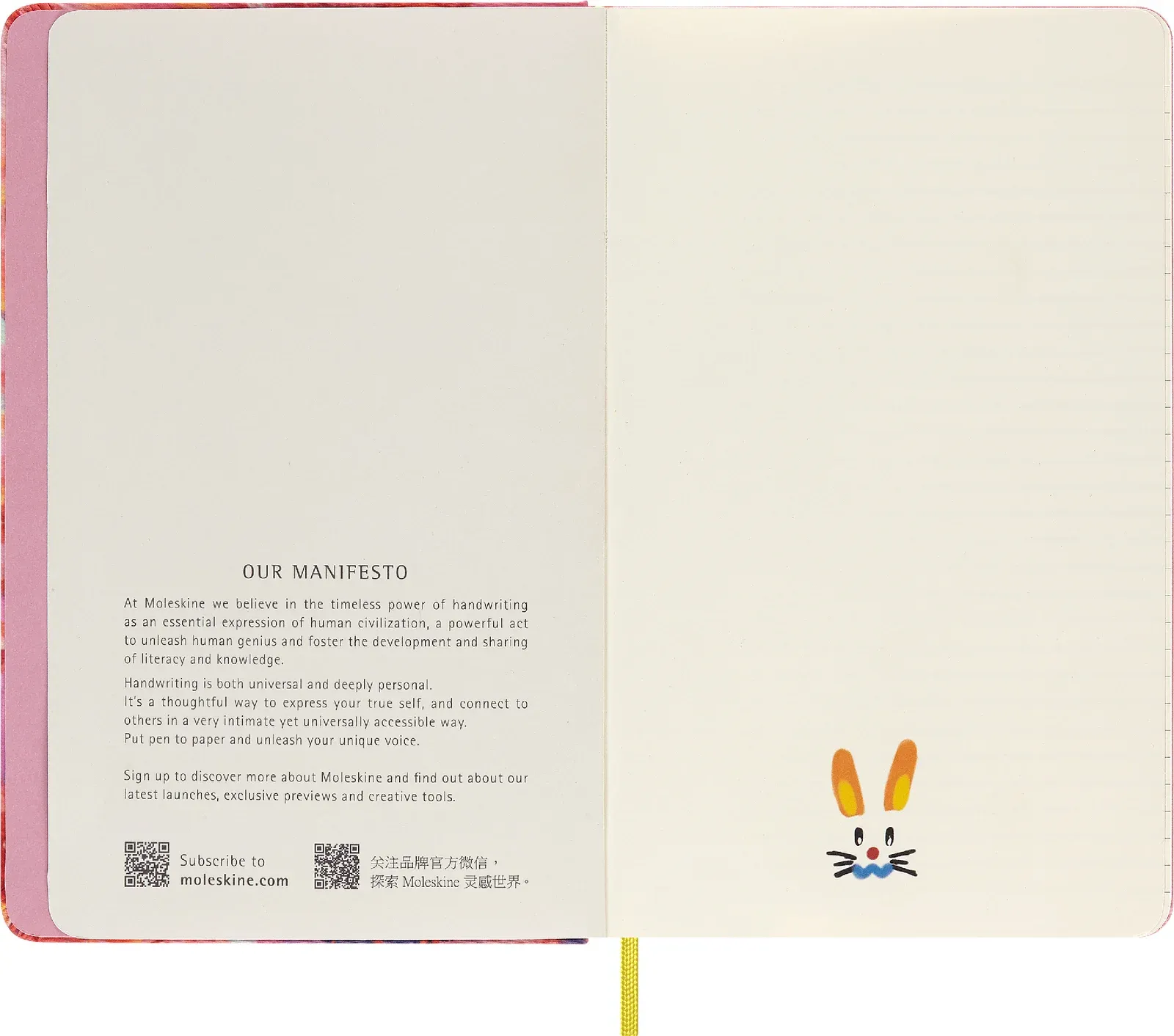 Блокнот Moleskine LIMITED EDITION YEAR OF THE RABBIT LECNYRABBITQP060A Large 130х210мм обложка текстиль 176стр. линейка розовый - фото 2