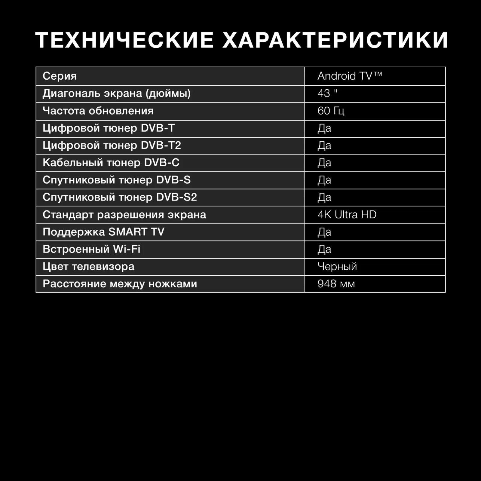 Телевизор LED Hyundai 43 H-LED43BU7006 Android TV Frameless Metal черный 4K Ultra HD 60Hz DVB-T DVB-T2 DVB-C DVB-S DVB-S2 USB WiFi Smart TV - фото 5