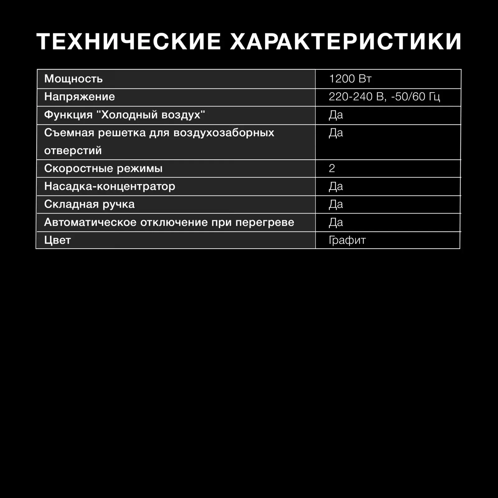 Фен Hyundai H-HD0765 1200Вт графитовый/хром - фото 5