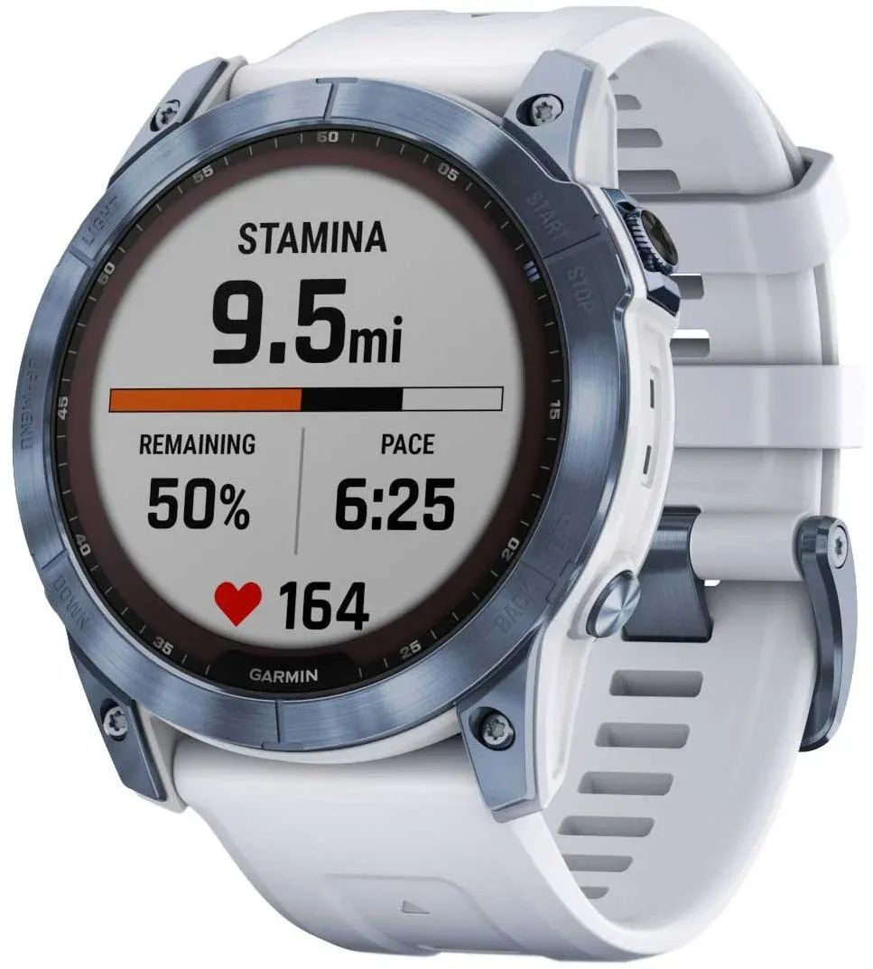 Смарт-часы Garmin Fenix 7X 1.4 корп.синий рем.белый 010-02541-15 - фото 4